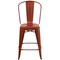 Emma and Oliver Commercial Grade 4 Pack 24" High Distressed Metal Indoor-Outdoor Counter Height Stool with Back